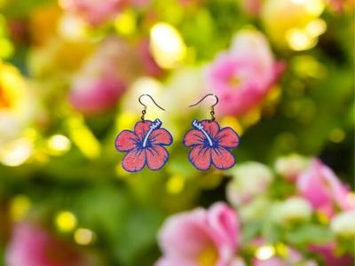 Pink flower earrings
