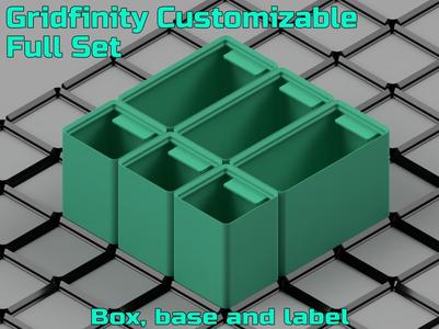 Gridfinity custom box, label and base