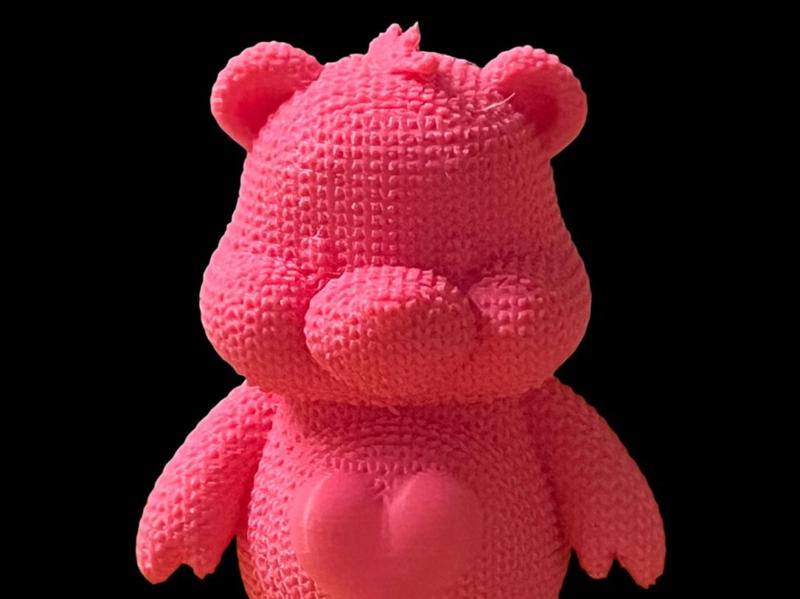 knitted care bear