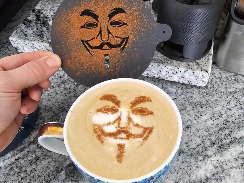 Perfect Guy Fawkes Latte Art Stencil