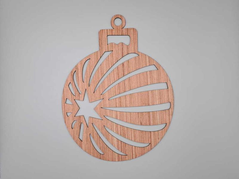 Laser Cut Star Christmas Bauble Decoration Wooden Hanging Ornament Vector
