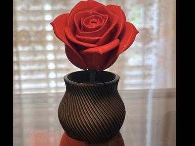 Elegant 3D-Printed Rose with Textured Vase Gift