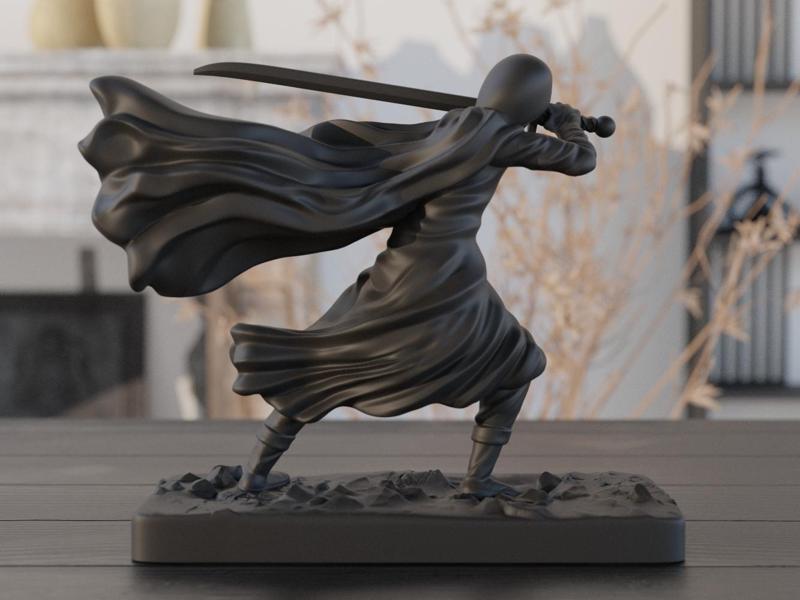 Shadowblade Warrior – 3D-Printed Dynamic Sculpture