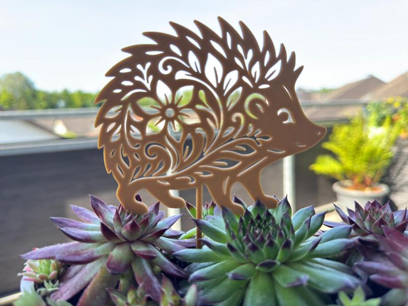 Floral Hedgehog with Flower Stick