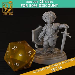 Gnome Female Fighter - RPG Hero Character D&D 5e - Titans of Adventure Set 18