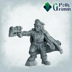 Sci-fi tabletop miniature. Galaxy Dwarves set. Warchief, military leader