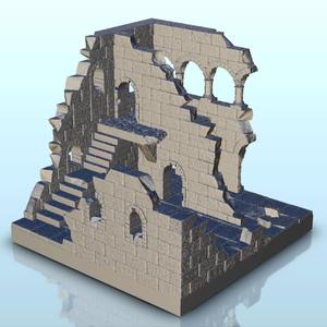 Ruin of old citadel with columns and stair (10) - Medieval Gothic Feudal Old Archaic Saga 28mm 15mm