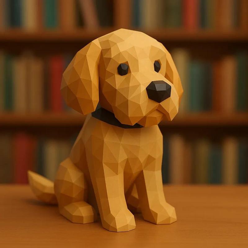 Cute low poly golden doodle   