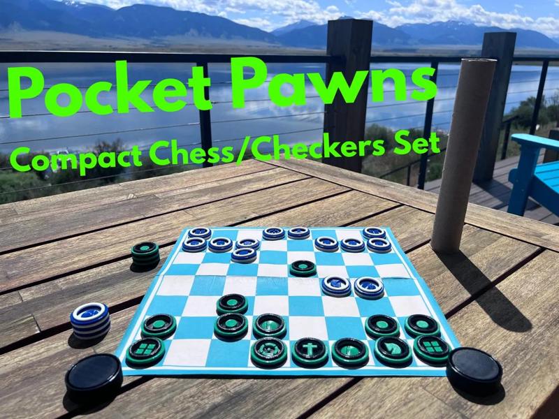 POCKET PAWNS : Single Extruder Travel Chess/Checkers Set   