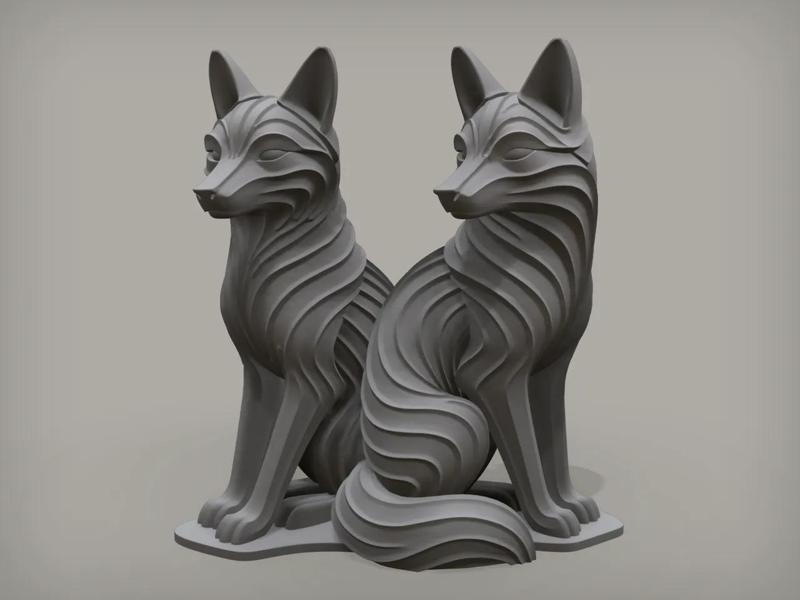 Füchse, Paar, Skulptur   