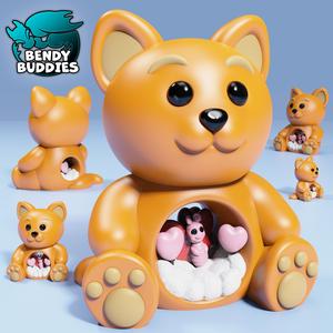 Cat Love Teddy / Cute Feline Animal / Collectible Beast Model / Creature Figure / Print-in-Place Statue / Fantasy World Decoration