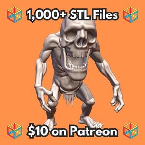 28mm DND Fantasy Mini Horrific Grotesque Zombie Titan MineeForm FDM 3D Print STL File   