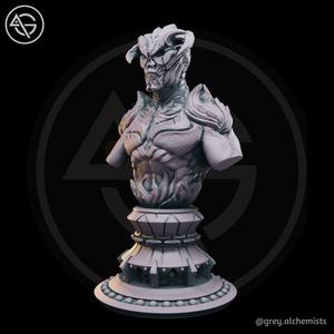 Miniature Bust - Flaming Demon, Fantasy DnD Monster Bust for Painting, 90mm Height - DnD STL (Pre-Supported)