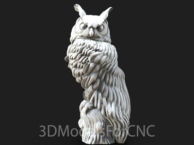 3D Model STL File for CNC Router Laser & 3D Printer Owl 3