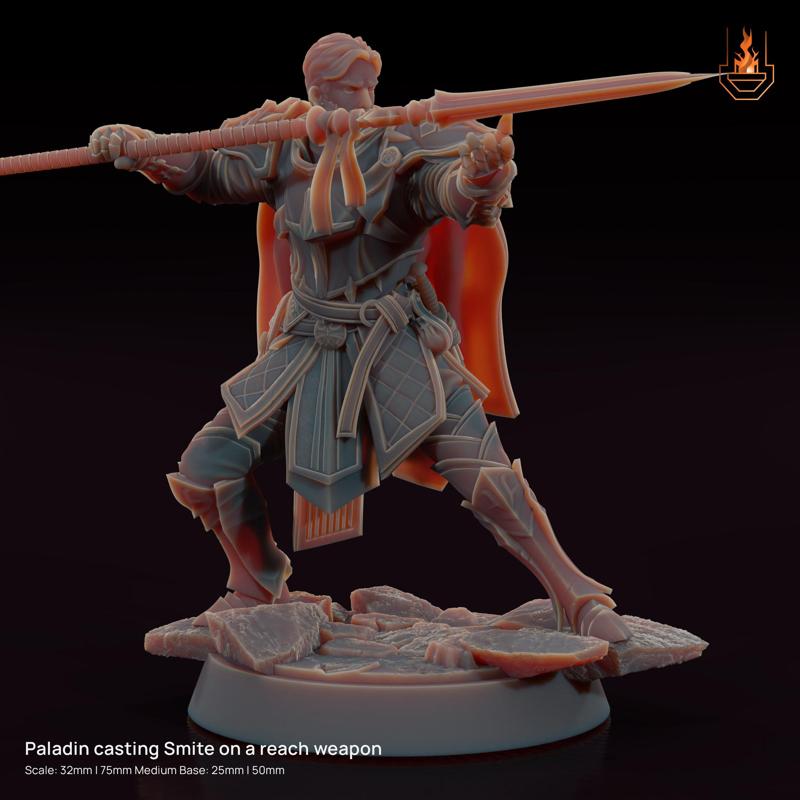 Human Paladin casting Smite on his reach weapon [Supported]