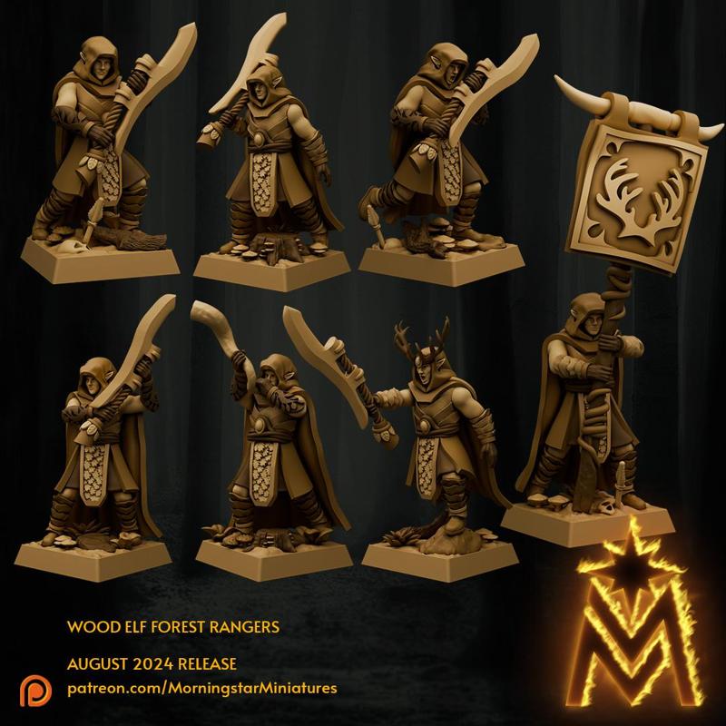 Wood Elf Forest Rangers | 32mm Scale Presupported Miniatures