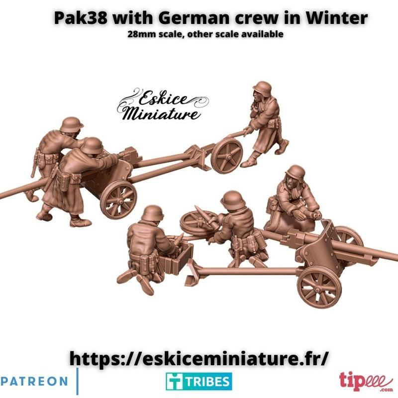 Pak38 with german crew in winter uniform - 28mm