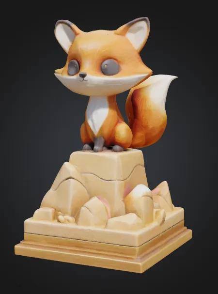 Cute fox on a plinth   
