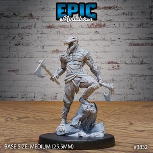 Crocodile Folk Warrior Axes ‧ DnD Miniature ‧ Tabletop Miniatures ‧ Gaming Monster ‧ 3D Model ‧ RPG ‧ DnDminis ‧ STL FILE