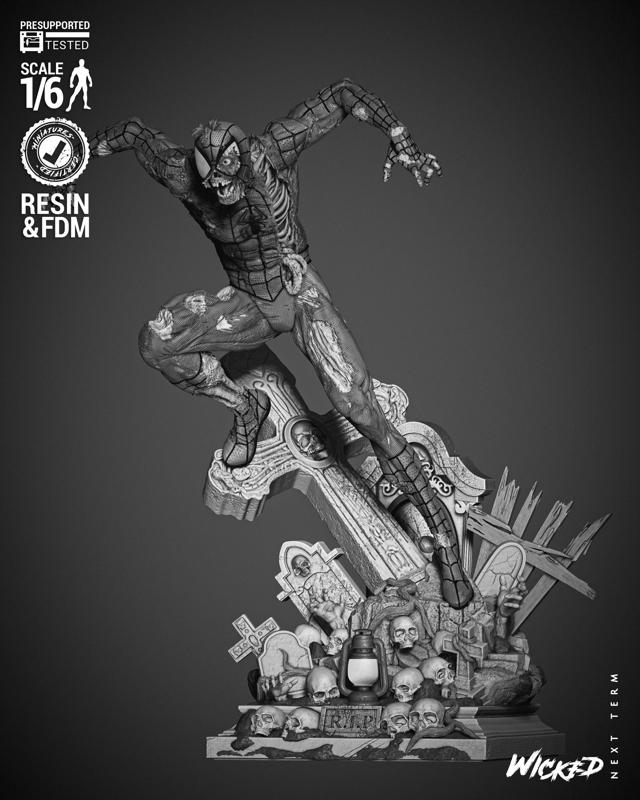 WICKED MARVEL SPIDERMAN ZOMBIE SCULPTURE : TESTED AND READY FOR 3D PRINTING