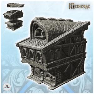 Medieval building with wide sloping roof and half-timbered walls (17) - Medieval Gothic Feudal Old Archaic Saga 28mm 15mm RPG