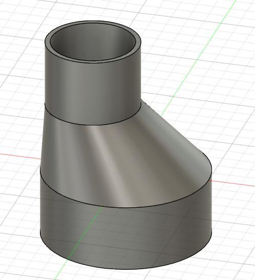 Simple dust extractor duct adaptor. 100mmOD to 49.8mm ID  or 50MM ID