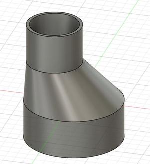 Simple dust extractor duct adaptor. 100mmOD to 49.8mm ID  or 50MM ID