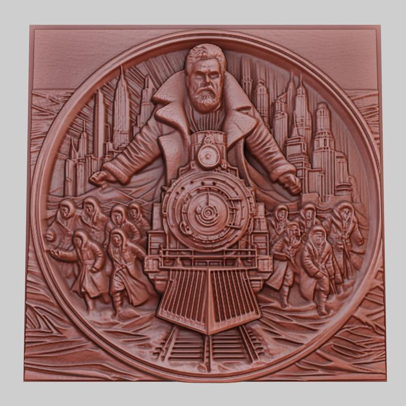 Snowpiercer 3d printer relief medallion obj stl