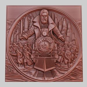 Snowpiercer 3d printer relief medallion obj stl