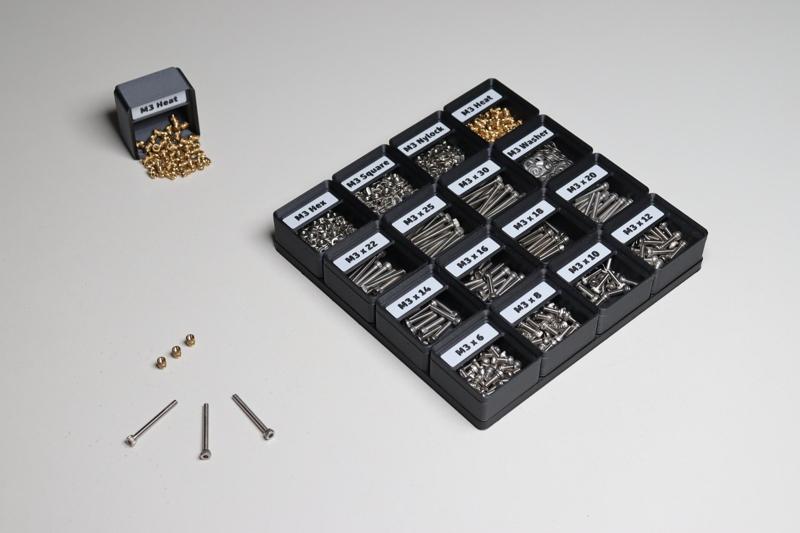 Gridfinity M3 Fastener Bins with Printed Labels