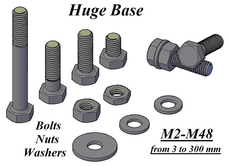 Bolts, Nuts, Washers. Huge Base