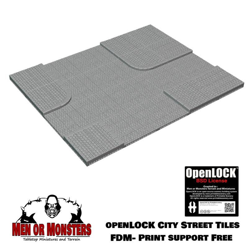 OpenLOCK City Street Tiles with raised sidewalks