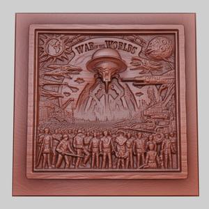 War of the Worlds 3d printer relief medallion obj stl
