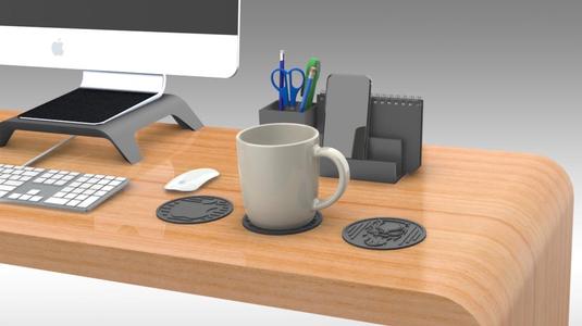 Drink Coasters Themed characters: Black Panther, Schnauzer, Apple Logo