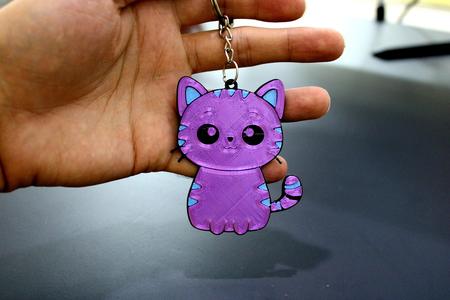 CUTE MULTICOLOR CAT KEYCHAIN