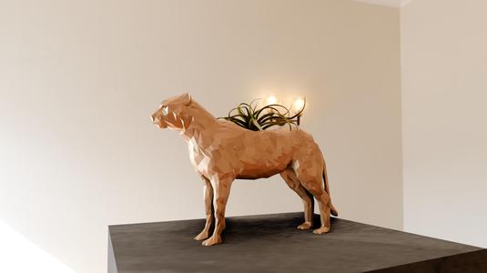 cheetah standing planter pot flower vase low poly stl