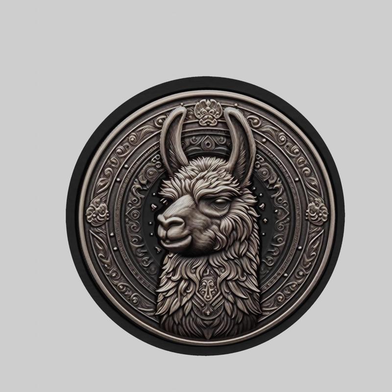 Llama Animal Head Llama Animal Medallion for CNC Router Laser & 3D Printer