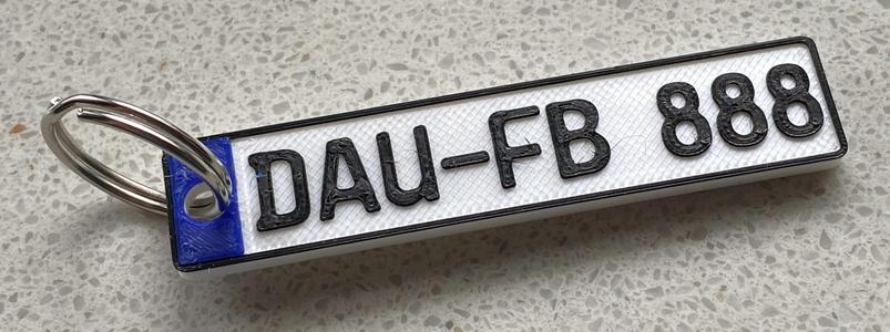 Individual Keytag with Vehicle License Plate (Nummernschild, Kennzeichen)
