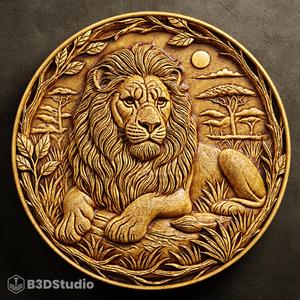 Lion Relief for CNC Laser and 3D Print STL File and 4K Grayscale TIF