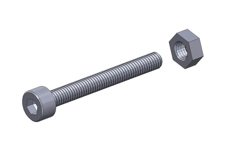 M3 x 22mm bolt DIN 912 VG + M3 nut DIN934 Nut Screw