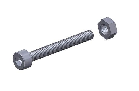 M3 x 22mm bolt DIN 912 VG + M3 nut DIN934 Nut Screw