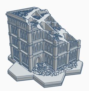 Gothic Ruined Building with Hex Base 70 GRHB070