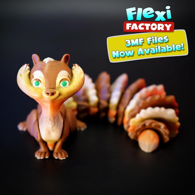 Cute Flexi Print-in-Place Squirrel Now with 3MF Files Included