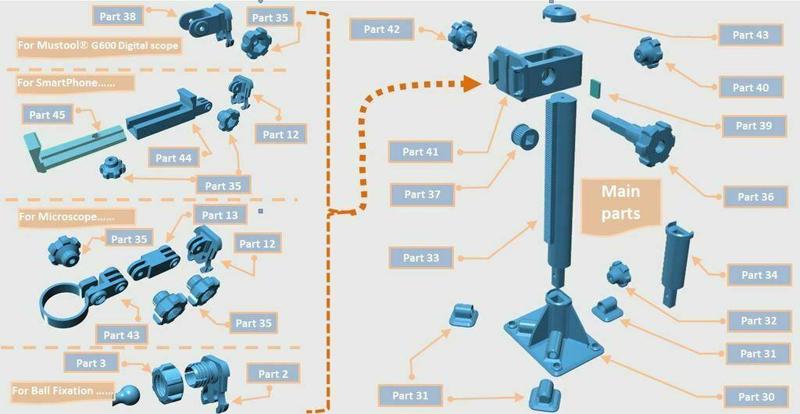Kit N°3 - Systémes de Fixations sur Potence/Crémaillére - Multi Fonctions // // // Kit #3 - Column fastening systems-- Multi Functions