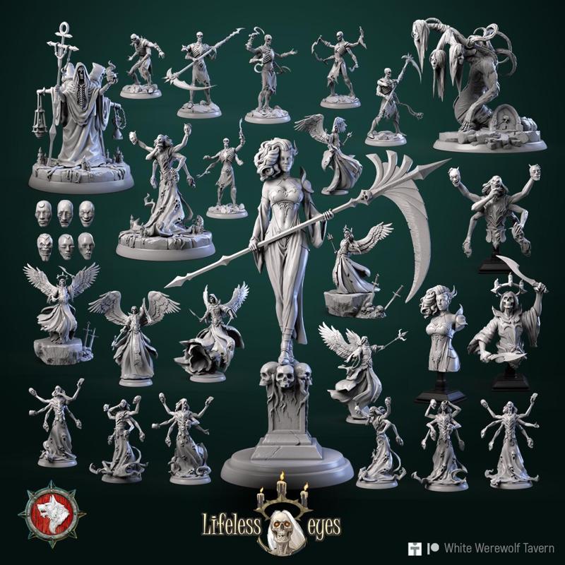 'Lifeless Eyes' December 2022 release 24 STL's miniatures pre-supported + dnd 5e stats block