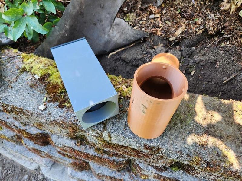 Corrugated Drain Pipe Outlet from 4" Block Wall (after-assembly pass-through)
