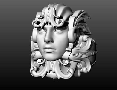 Baroque inspired Face Ring Floral
