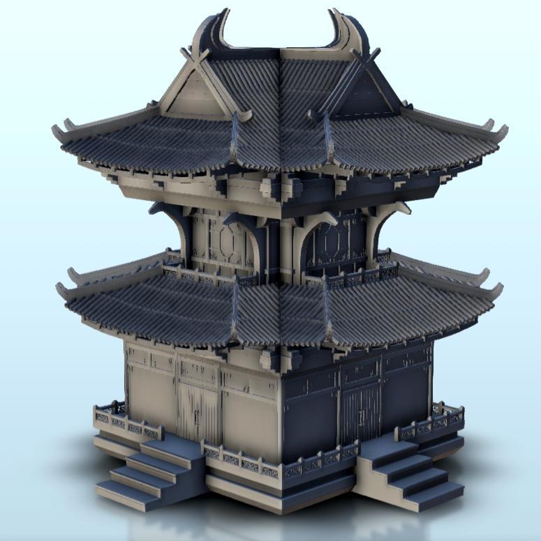 Asian tower with floor 21 - Asia Terrain Clash of Katanas Tabletop RPG terrain China Korea WW2