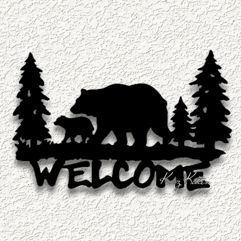 welcome bear forest wall art home decor
