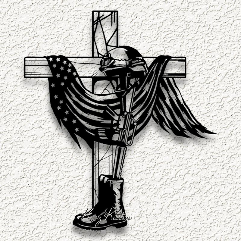 soldier boots flag cross WALL ART HOME DECOR